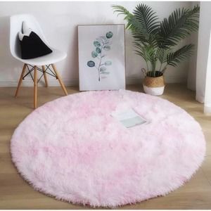 🌸 PINK PLUSHIE SOFT AREA CARPET MAT RUG ROUND ''39X39''